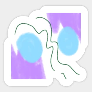 Blue purple watercolor art design Sticker